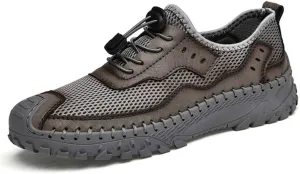 LLTMALL Men's Mesh Handmade Leather Climbing Sneakers Outdoor Non-Slip Trekking Hiking Shoes