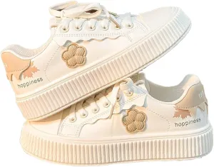 Loizziuy Floral Skateboarding Sneakers Preppy Classic Casual Shoes for Women with Collegiate Versatile for Travel Gift