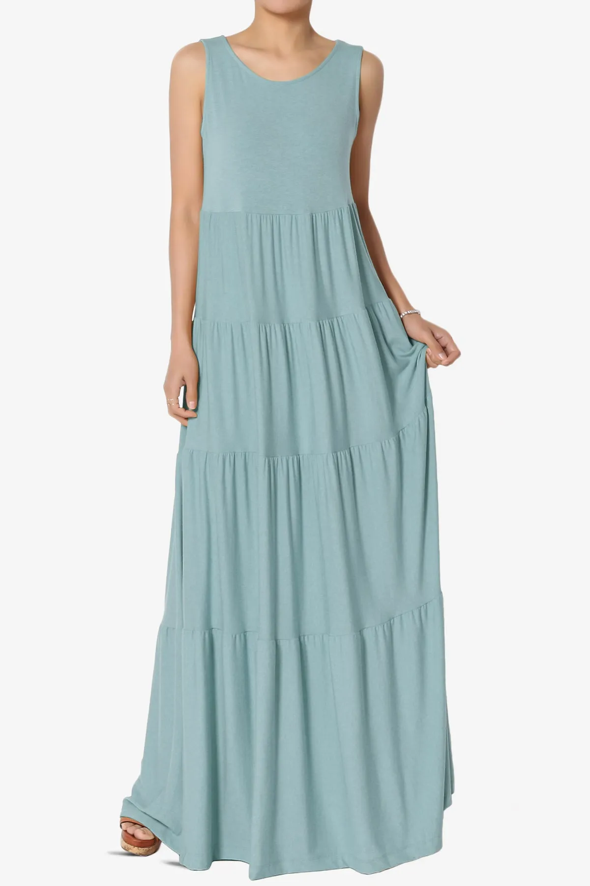 Macie Sleeveless Tiered Long Maxi Dress PLUS