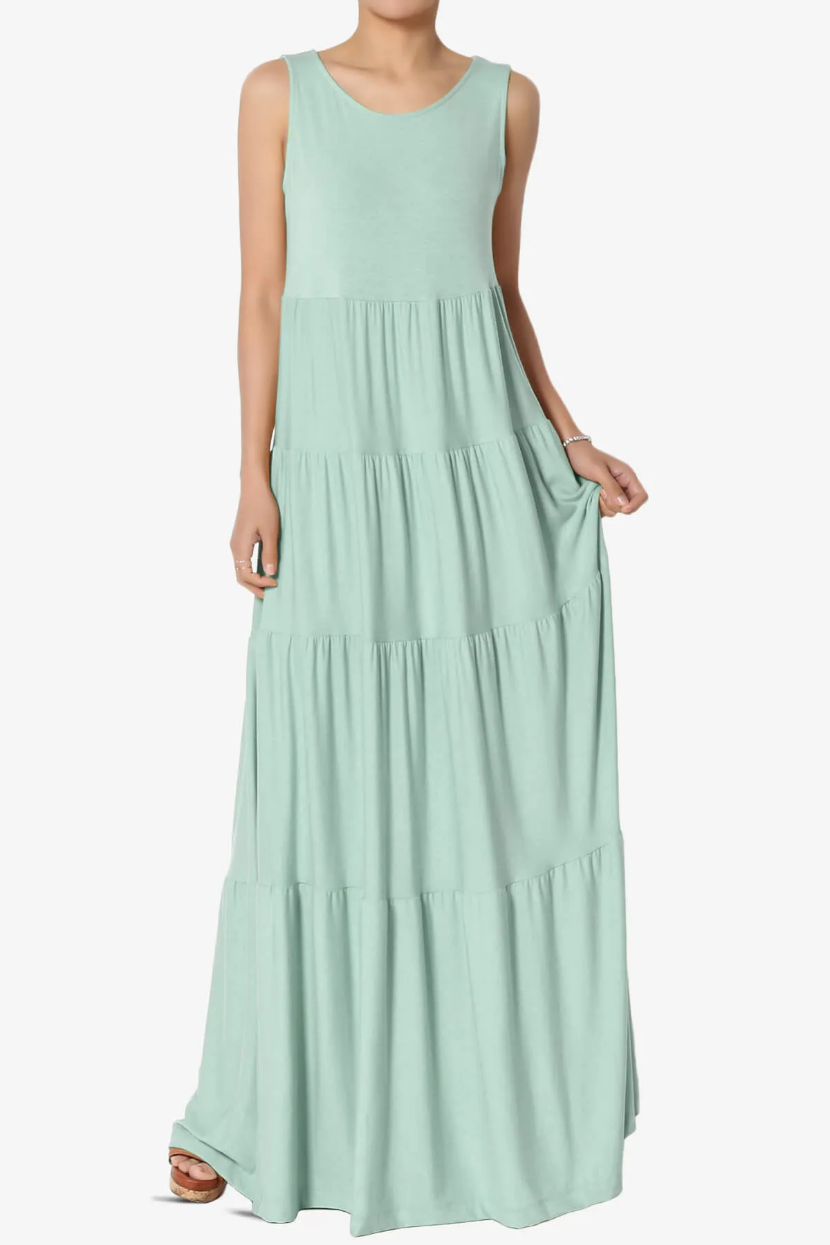 Macie Sleeveless Tiered Long Maxi Dress PLUS