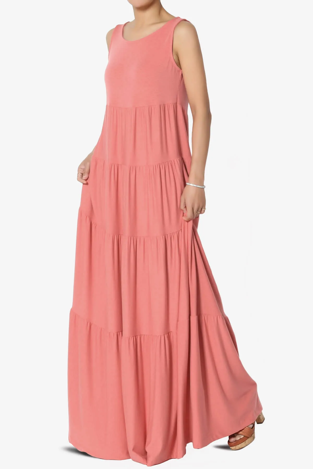 Macie Sleeveless Tiered Long Maxi Dress PLUS