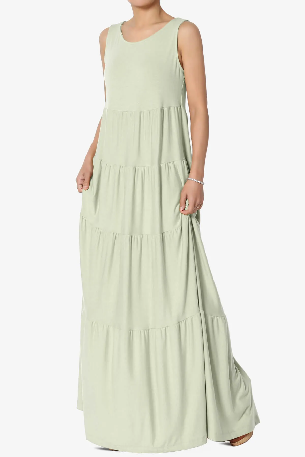 Macie Sleeveless Tiered Long Maxi Dress PLUS