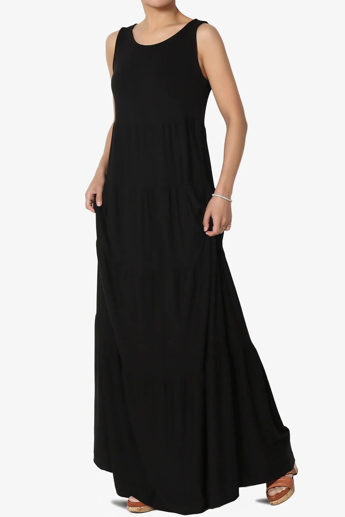 Macie Sleeveless Tiered Long Maxi Dress PLUS