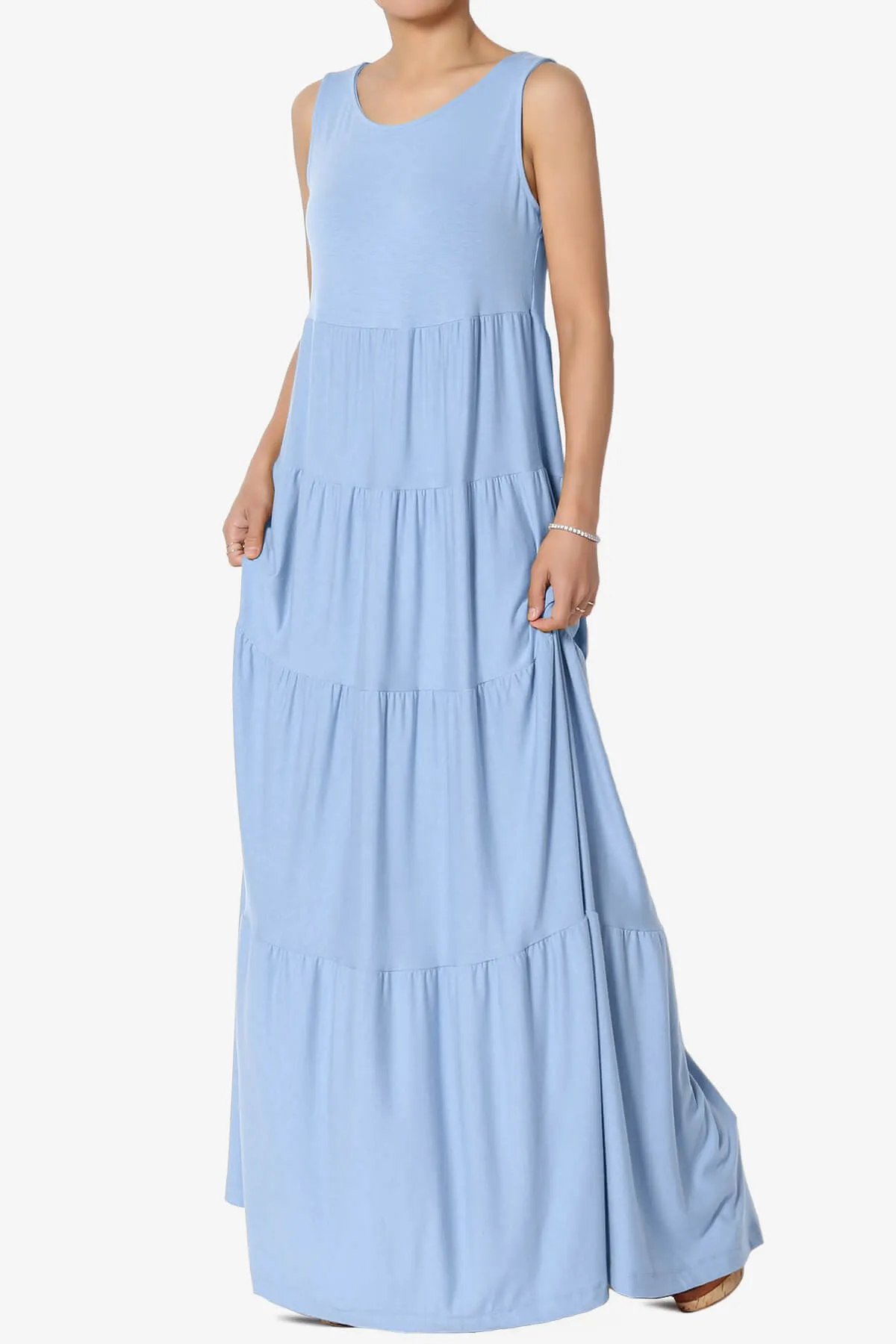 Macie Sleeveless Tiered Long Maxi Dress PLUS