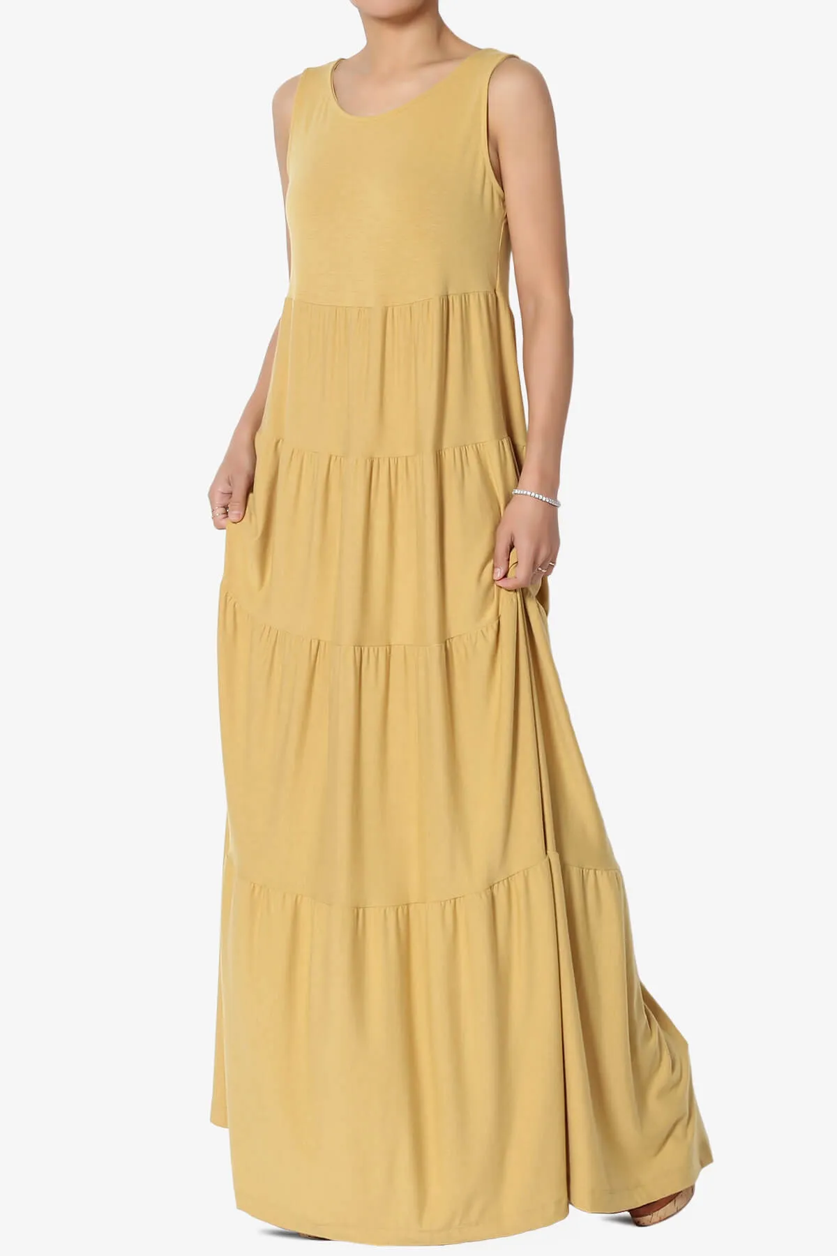 Macie Sleeveless Tiered Long Maxi Dress PLUS