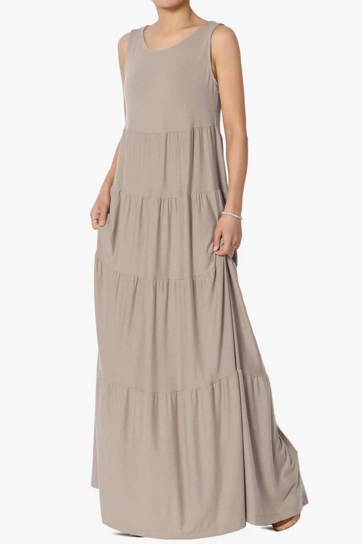 Macie Sleeveless Tiered Long Maxi Dress PLUS