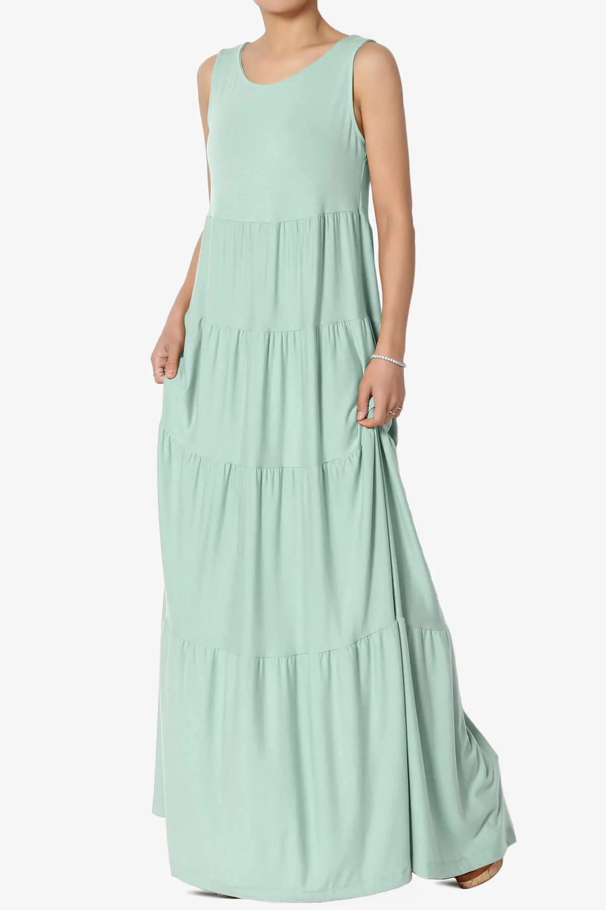 Macie Sleeveless Tiered Long Maxi Dress PLUS