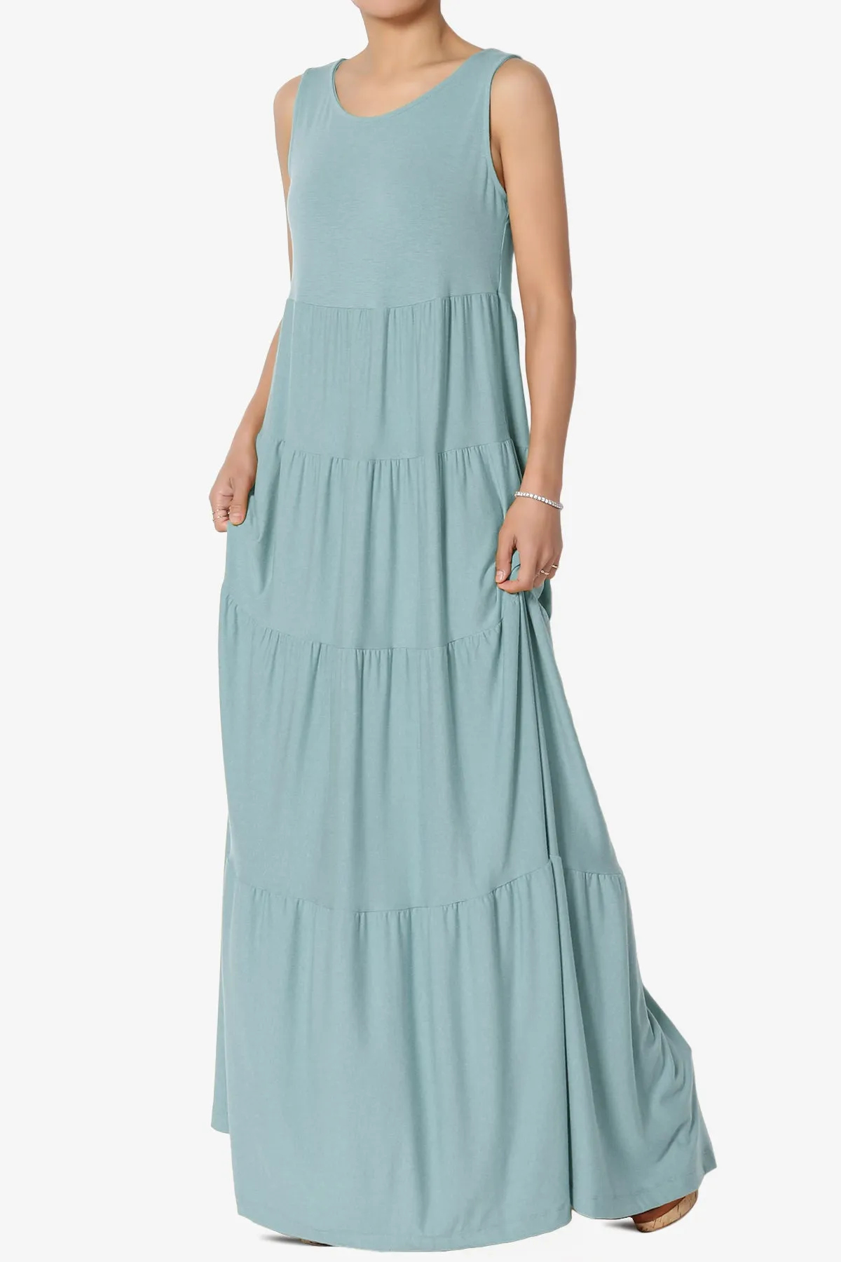 Macie Sleeveless Tiered Long Maxi Dress PLUS
