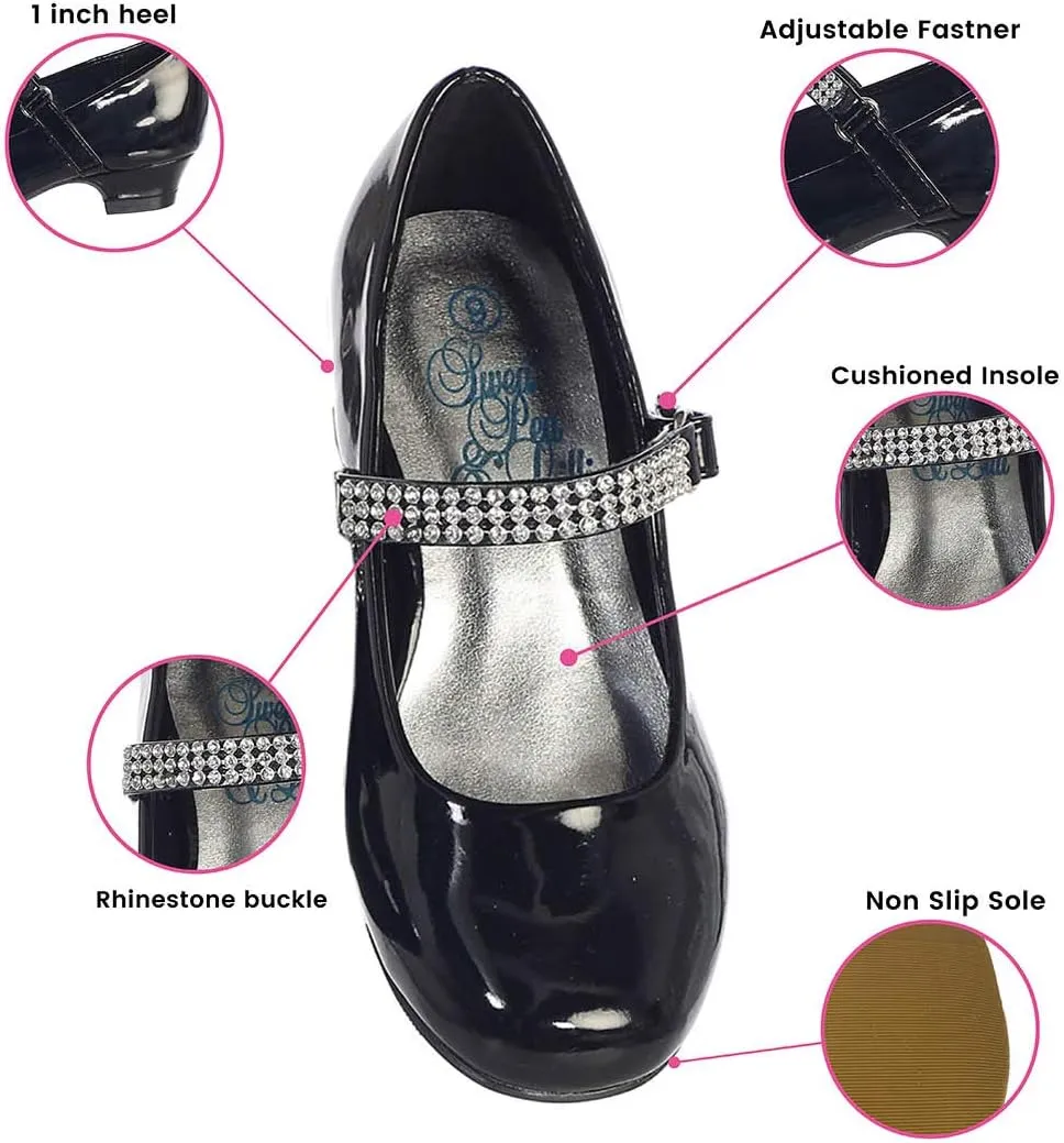 Mary Jane Shoes for Girls Dress Shoes Flower Girl Heels for Church Wedding Easter Christmas Zapatillas para Ni?as de Vestir