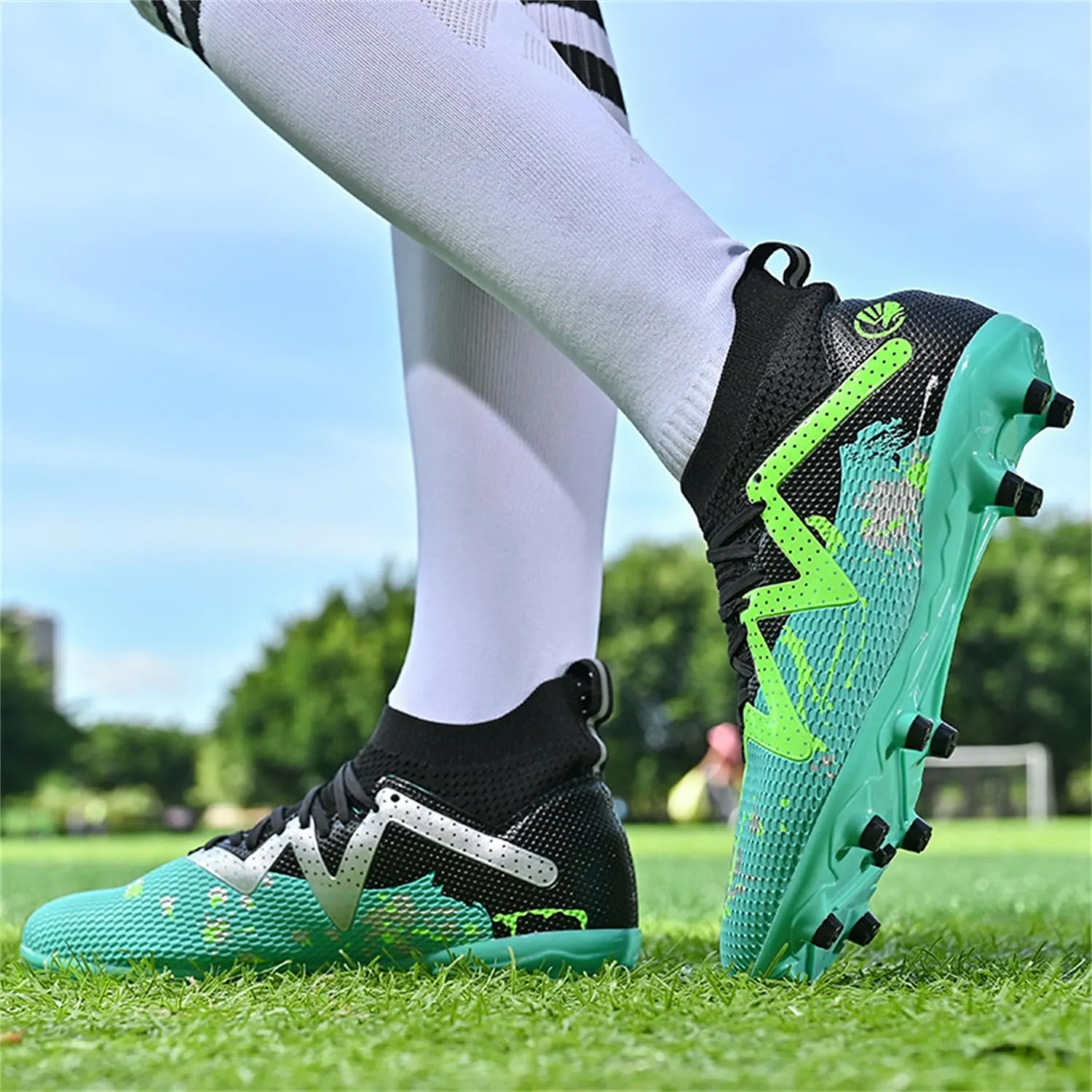 MDPCX Men's and Women's Football Shoes Non-Slip Shoes Professional high-top Breathable Non-Slip Sports Football Shoes Outdoor Indoor TF/AG