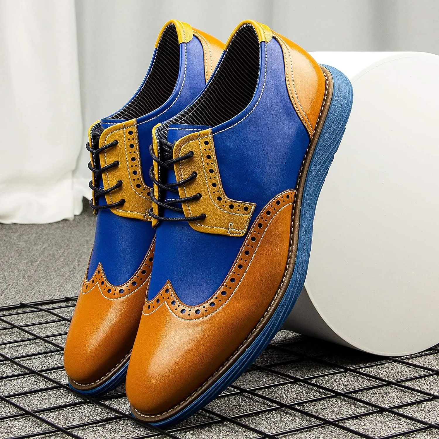 Meijiana Men's Oxford Shoes - Blue - Casual Dress Shoes