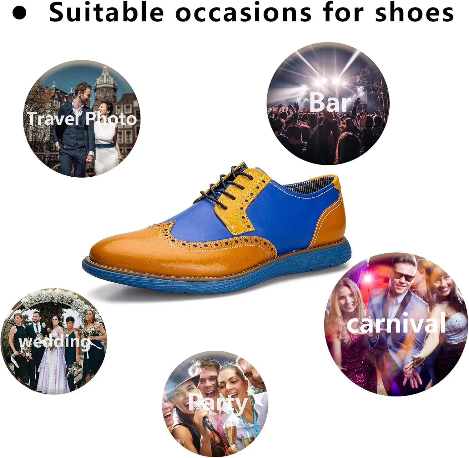 Meijiana Men's Oxford Shoes - Blue - Casual Dress Shoes