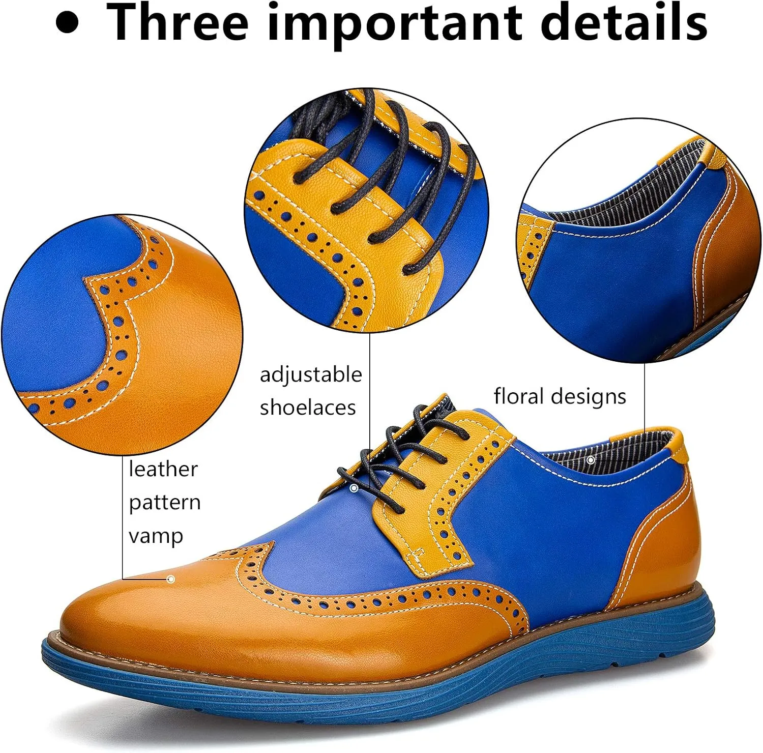 Meijiana Men's Oxford Shoes - Blue - Casual Dress Shoes