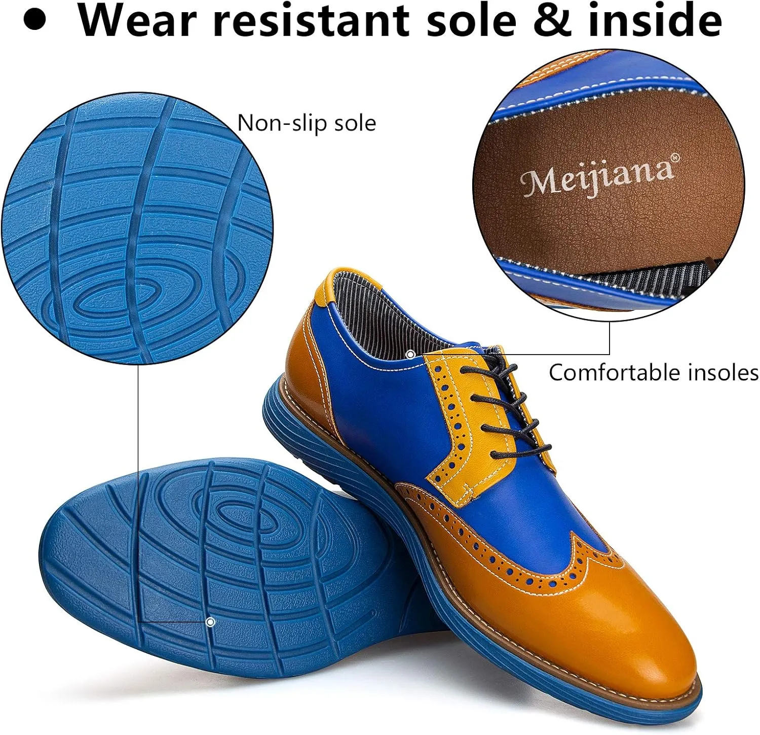 Meijiana Men's Oxford Shoes - Blue - Casual Dress Shoes