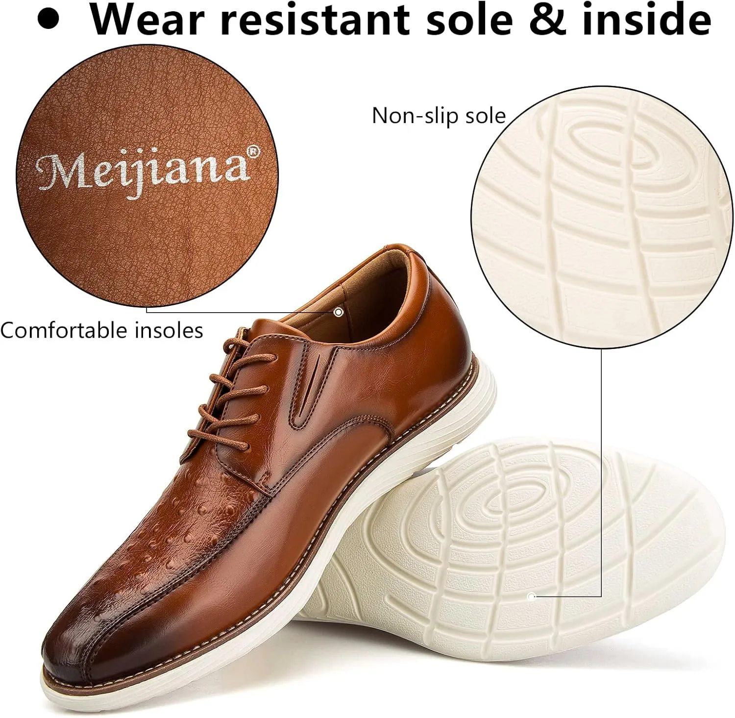 Meijiana Men's Oxford Shoes Dress Shoes Men's Lightweight lace-up Fashion Shoes