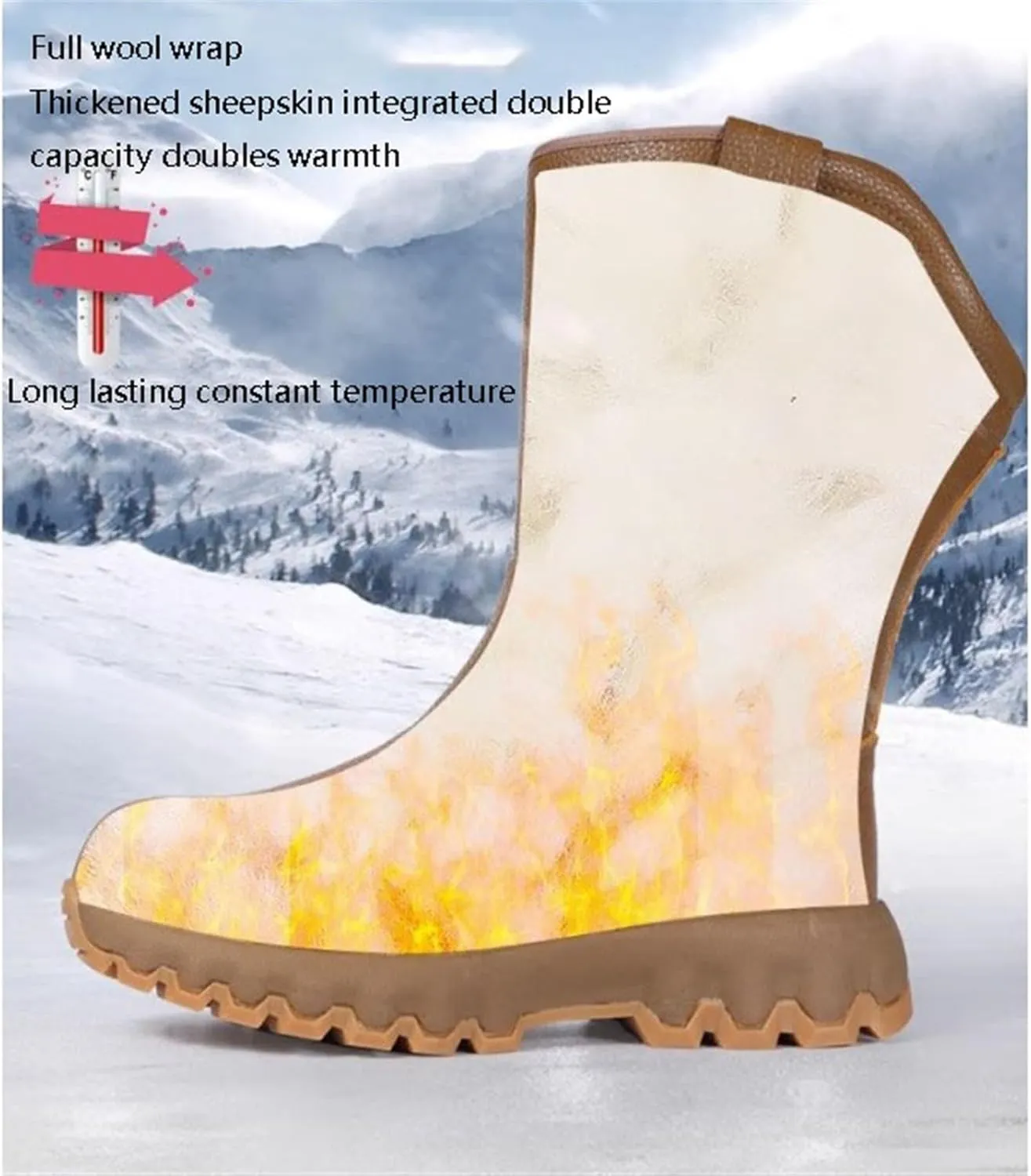 Mens 2023 Snow Boots, Men High Top Side Zipper Fully Fur Lined Anti Slip Snow Boots, Waterproof Comfortable Cold Weather Boots, for Lightweight Outdoor Athletic, Hiking