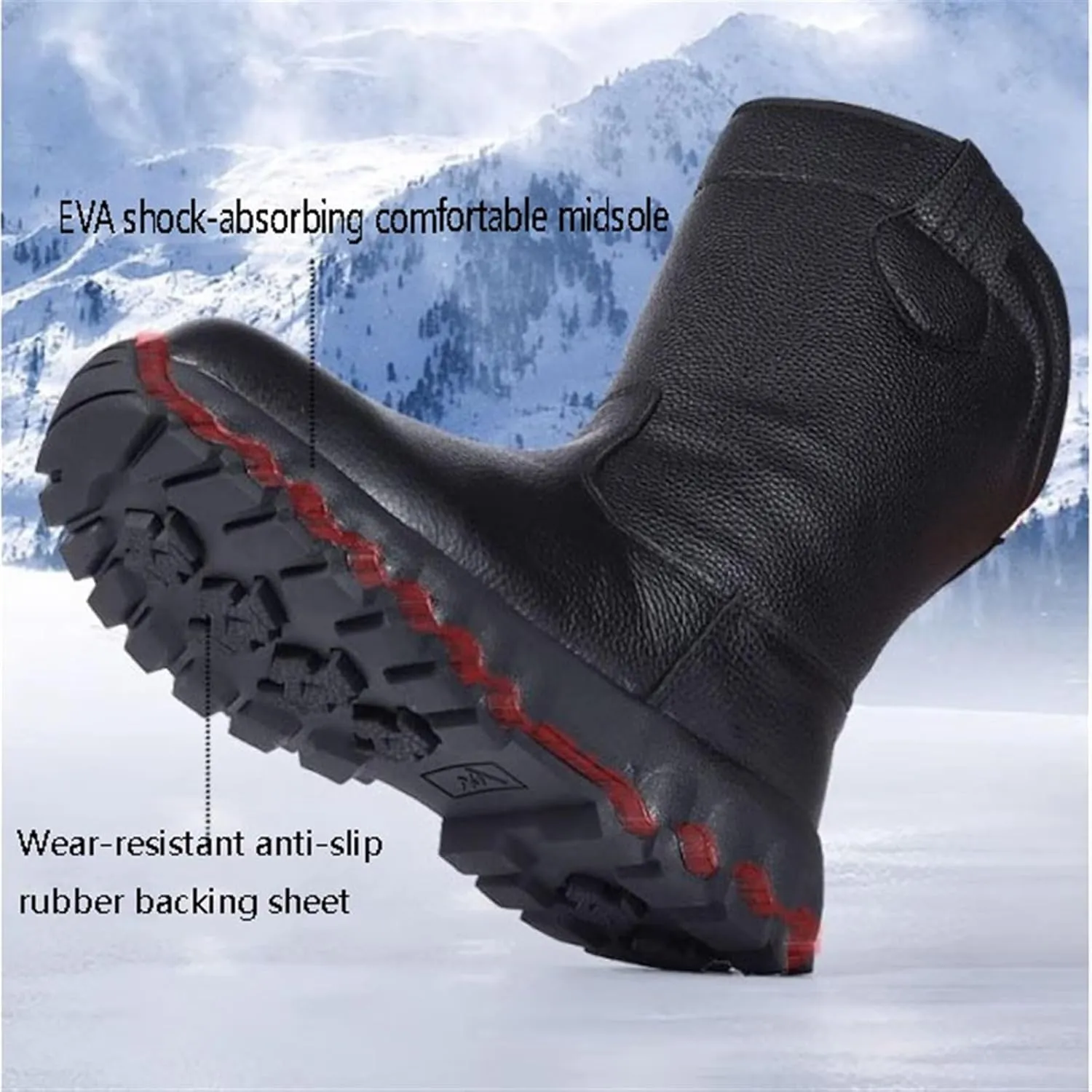 Mens 2023 Snow Boots, Men High Top Side Zipper Fully Fur Lined Anti Slip Snow Boots, Waterproof Comfortable Cold Weather Boots, for Lightweight Outdoor Athletic, Hiking