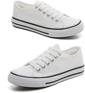 Men's and Women's Canvas Shoes Student Couple Low top Shoes Casual Large Size Vulcanized Plate Shoes (White and Black, Big Kid, Men, 9, Numeric Range, US Footwear Size System, 10, Medium)
