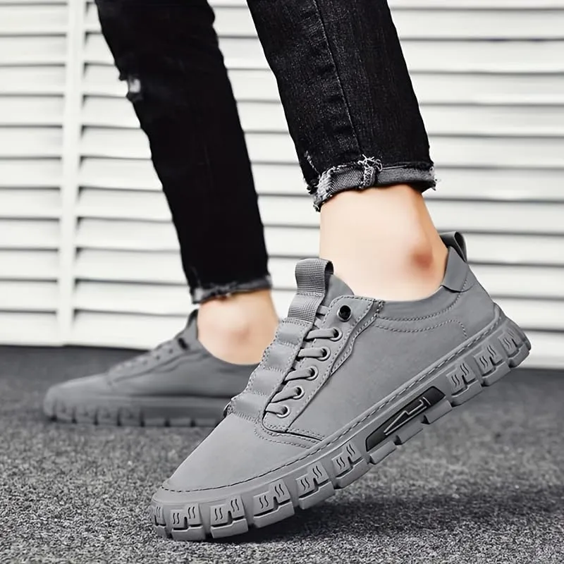 Men's Breathable Canvas-Bottom Casual Skate Shoes with Lace-Up Design - Ideal for Outdoor Leisure & Daily Wear