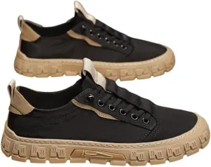 Men's Breathable Canvas-Bottom Casual Skate Shoes with Lace-Up Design - Ideal for Outdoor Leisure & Daily Wear