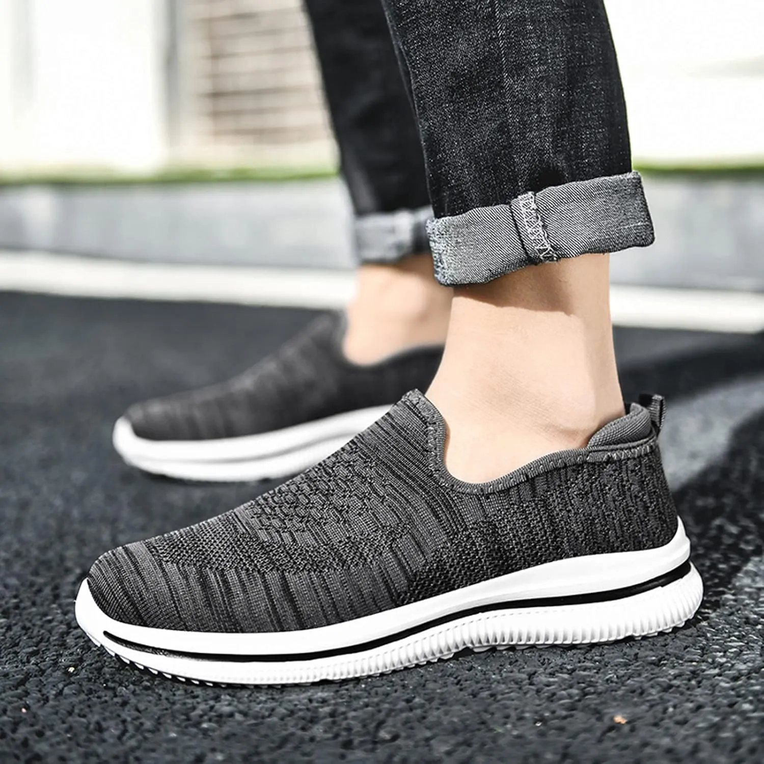 Men's Breathable Loafers Men's Casual Non-Slip Walking Shoes Slip On Comfortable Non-Slip Lightweight Casual Shoes