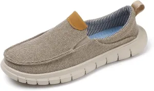 Mens Canvas Casual Shoes Non-Slip Breathable Loafers Comfortable Walking Shoes Lightweight Flat Driving Shoes