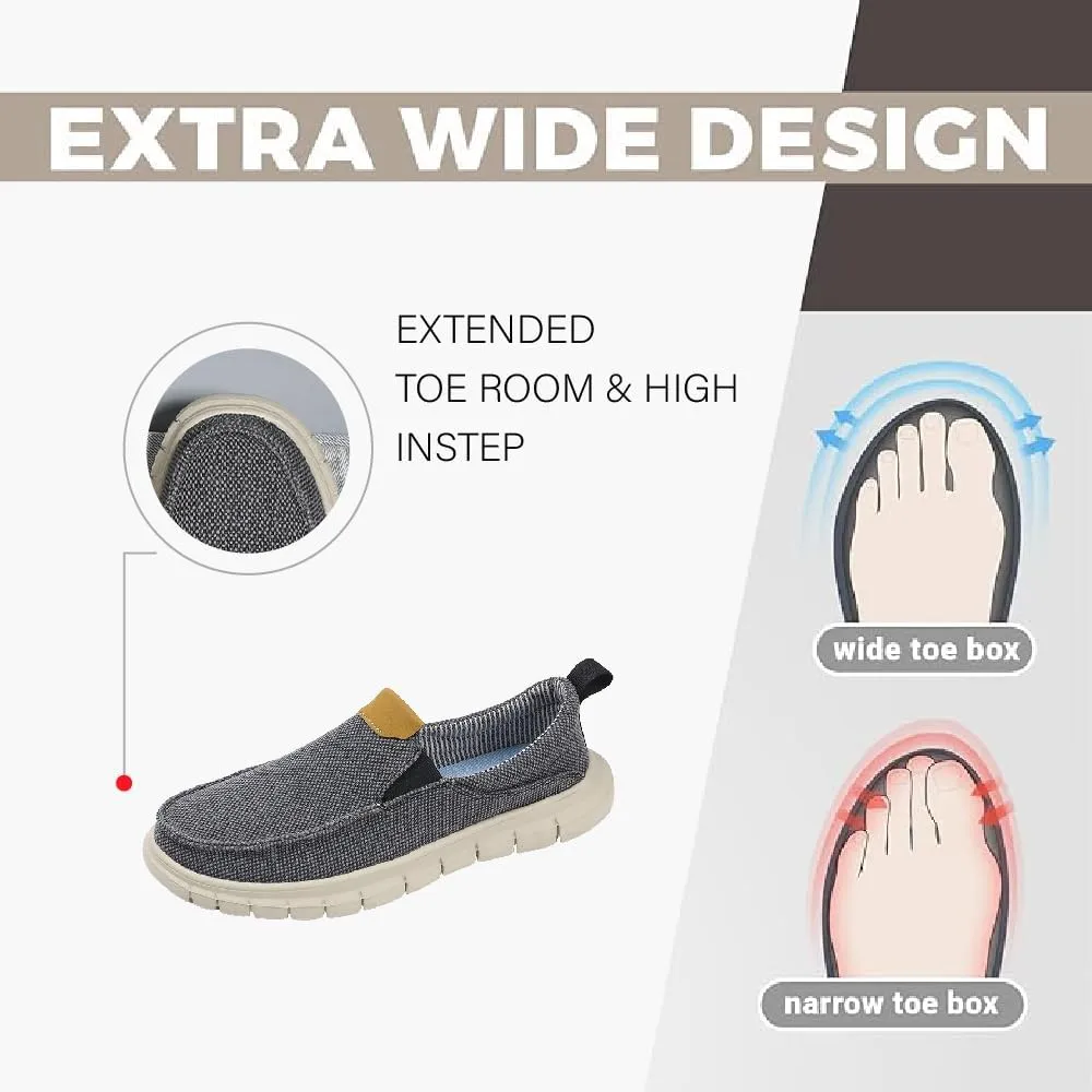 Mens Canvas Casual Shoes Non-Slip Breathable Loafers Comfortable Walking Shoes Lightweight Flat Driving Shoes