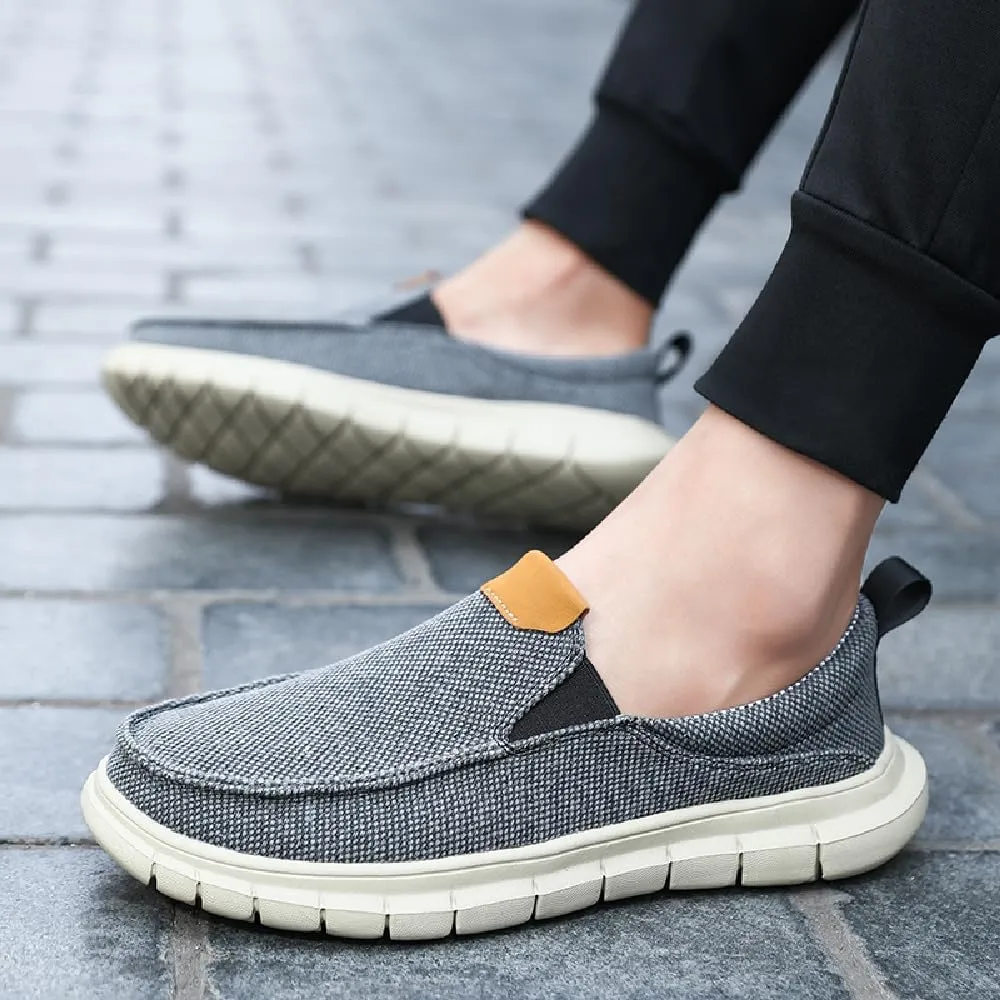 Mens Canvas Casual Shoes Non-Slip Breathable Loafers Comfortable Walking Shoes Lightweight Flat Driving Shoes