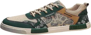 Men's Casual Fashion Sneakers Low Top Skate Shoes Lace-Up Graphic Graffiti Canvas Sneakers