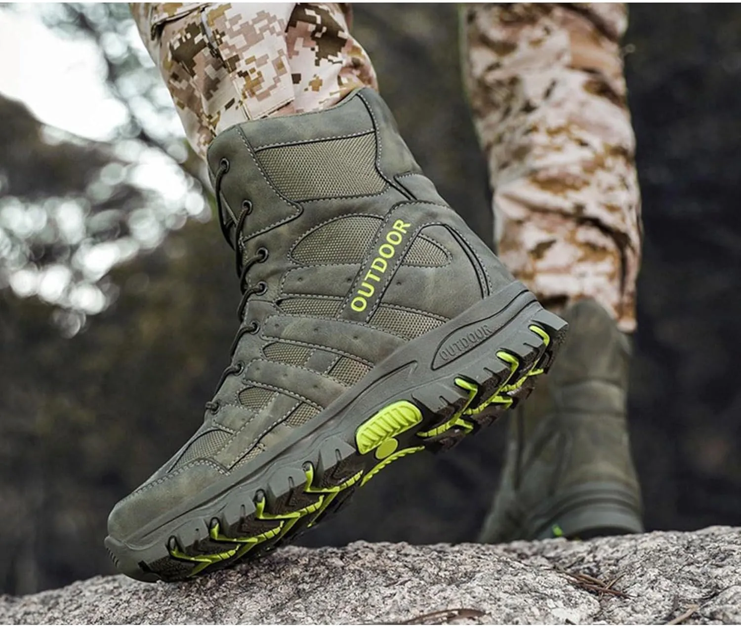 Men's Hiking Boots Non-Slip Waterproof Ankle Support Shoes Outdoor Trekking Shoes for Climbing Mountains
