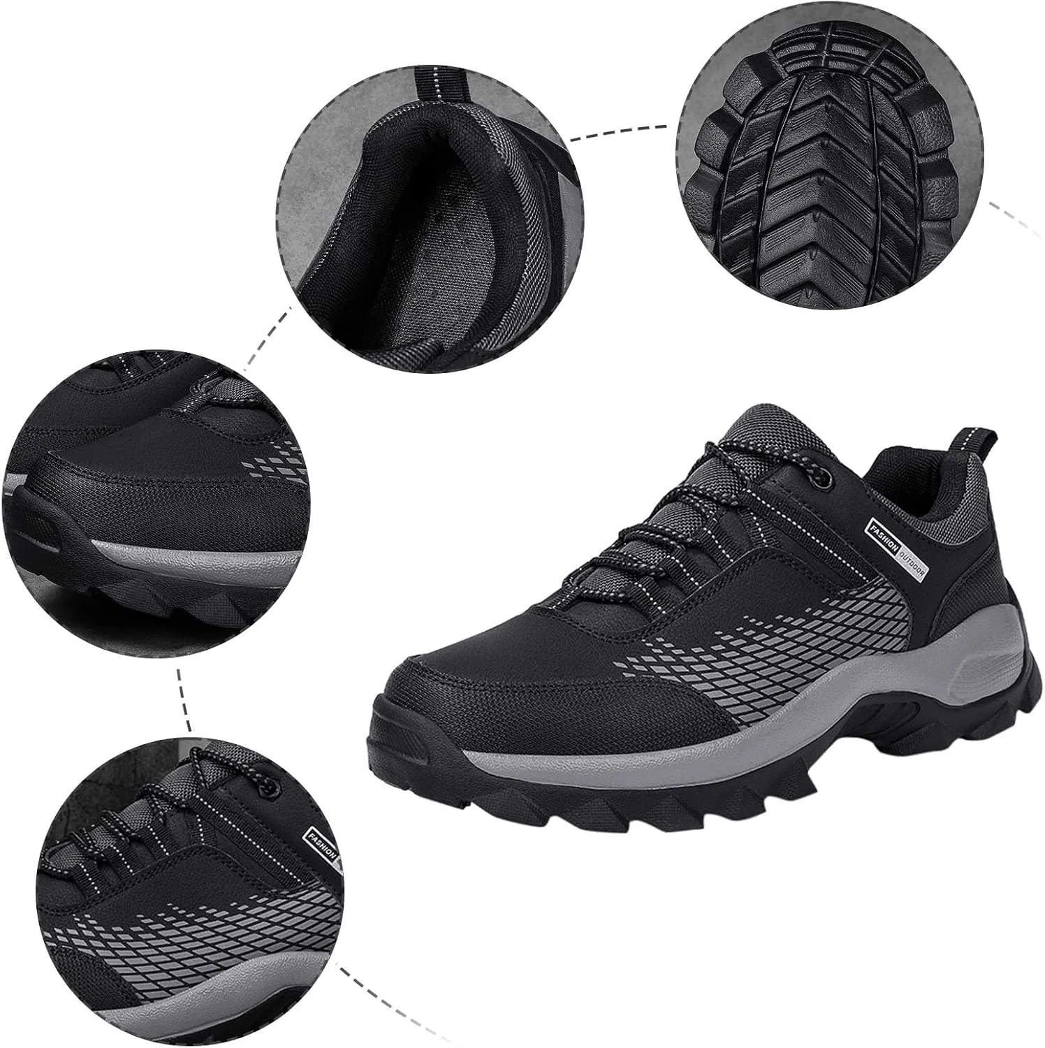Men's Hiking Shoe Walking Running Shoes for Men with Arch Support Fashion Outdoor Low-Top Sneakers Slip on Tennis Athletic Gym Workout Training Shoes