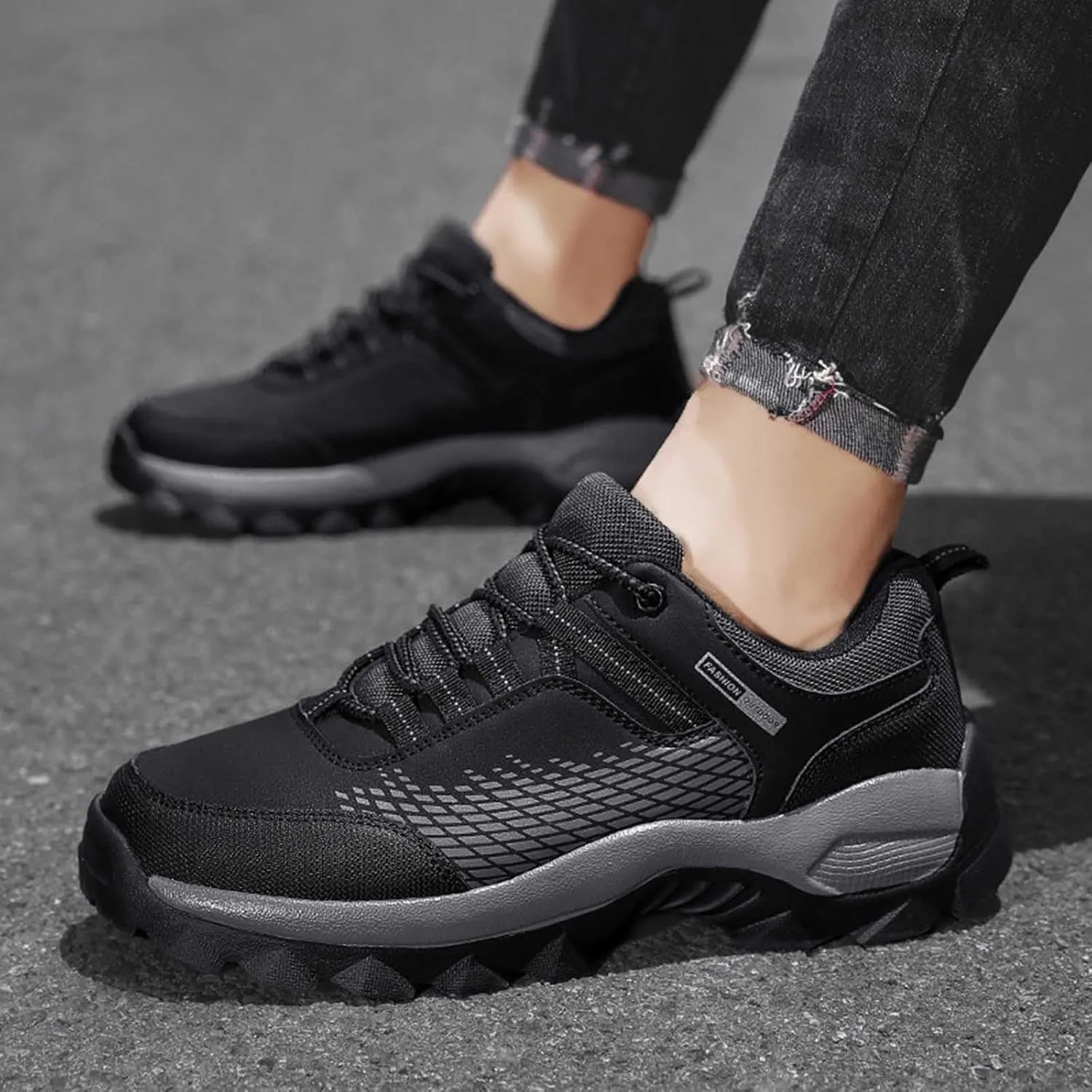 Men's Hiking Shoe Walking Running Shoes for Men with Arch Support Fashion Outdoor Low-Top Sneakers Slip on Tennis Athletic Gym Workout Training Shoes