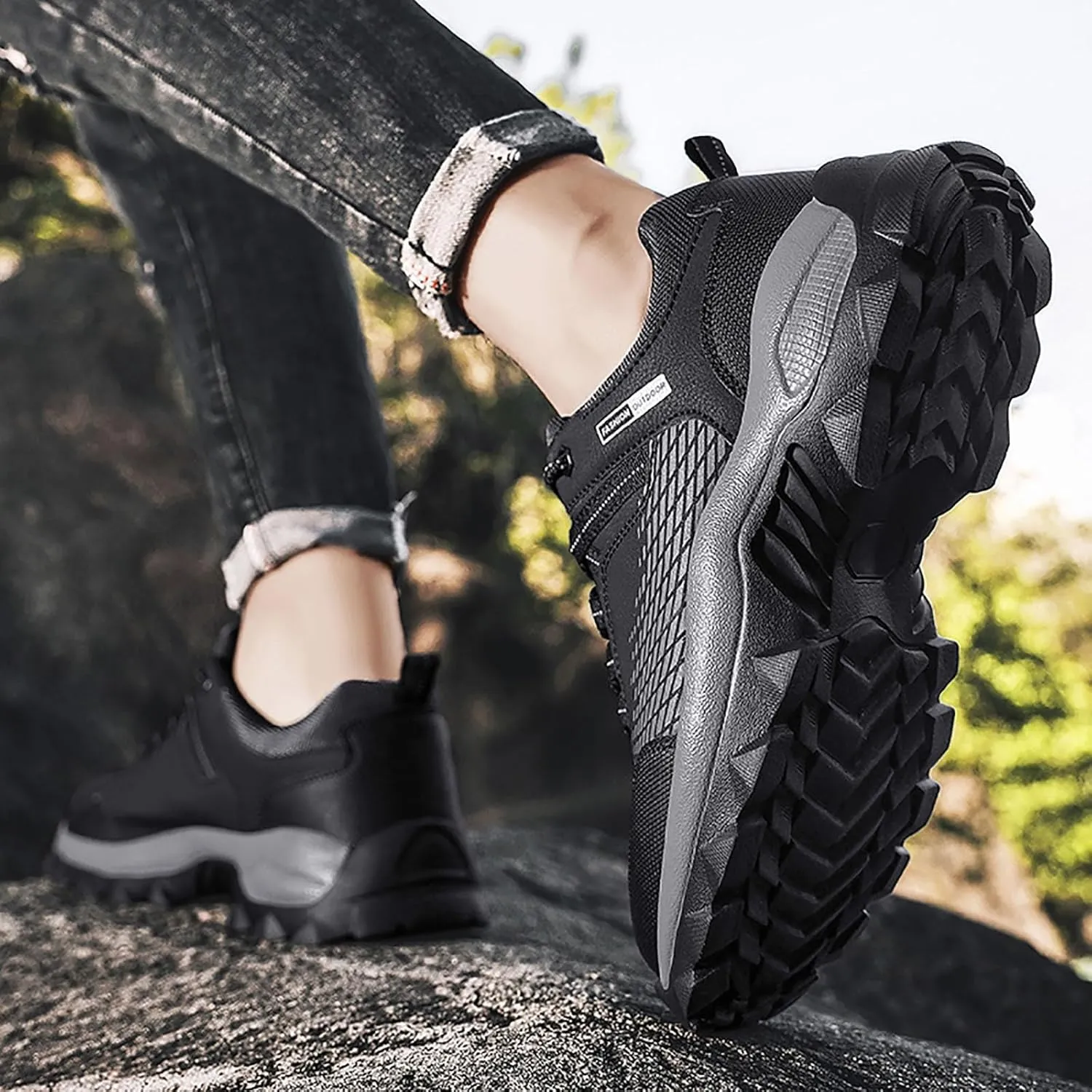 Men's Hiking Shoe Walking Running Shoes for Men with Arch Support Fashion Outdoor Low-Top Sneakers Slip on Tennis Athletic Gym Workout Training Shoes