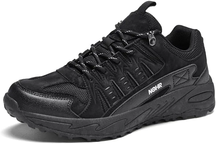 Mens Hiking Shoes Sturdy Thick Outsole Soft Insole Leather Upper,Water-Proof Warmth Lightweight Wear-Resistant Insulative Anti-Slip Outdoor Trekking Shoes for Climbing
