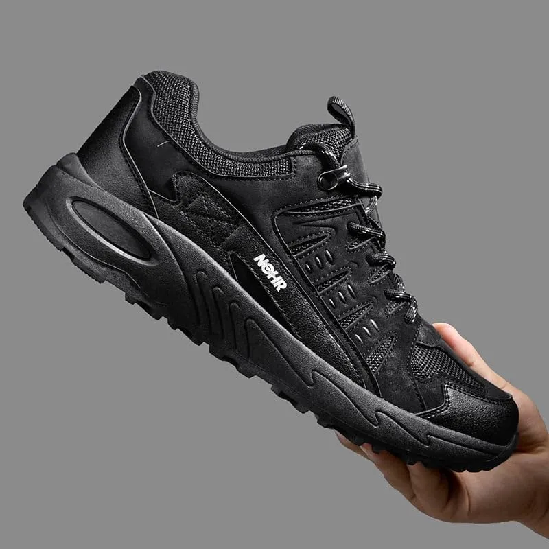 Mens Hiking Shoes Sturdy Thick Outsole Soft Insole Leather Upper,Water-Proof Warmth Lightweight Wear-Resistant Insulative Anti-Slip Outdoor Trekking Shoes for Climbing