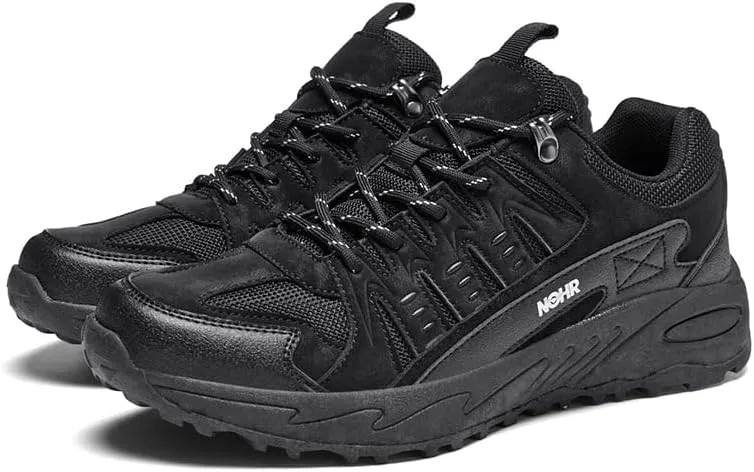 Mens Hiking Shoes Sturdy Thick Outsole Soft Insole Leather Upper,Water-Proof Warmth Lightweight Wear-Resistant Insulative Anti-Slip Outdoor Trekking Shoes for Climbing
