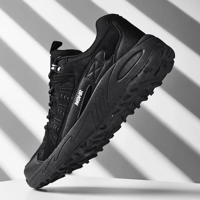 Mens Hiking Shoes Sturdy Thick Outsole Soft Insole Leather Upper,Water-Proof Warmth Lightweight Wear-Resistant Insulative Anti-Slip Outdoor Trekking Shoes for Climbing