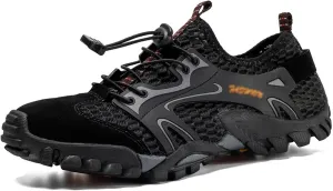 Men's Hiking Shoes, Wading Shoes, Hiking, Outdoor, Rock Climbing, Hollow, Breathable (Color : Black, Size : 7)