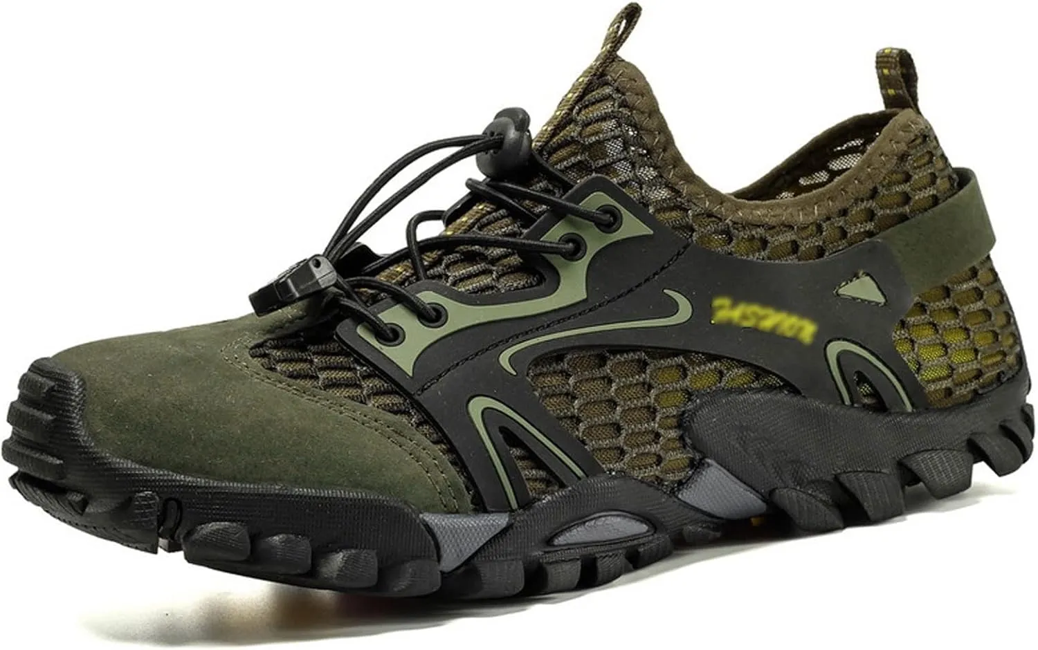 Men's Hiking Shoes, Wading Shoes, Hiking, Outdoor, Rock Climbing, Hollow, Breathable (Color : Green, Size : 10.5)