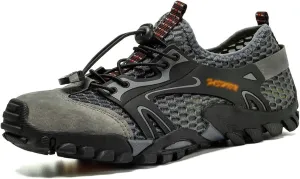 Men's Hiking Shoes, Wading Shoes, Hiking, Outdoor, Rock Climbing, Hollow, Breathable (Color : Gris, Size : 11)