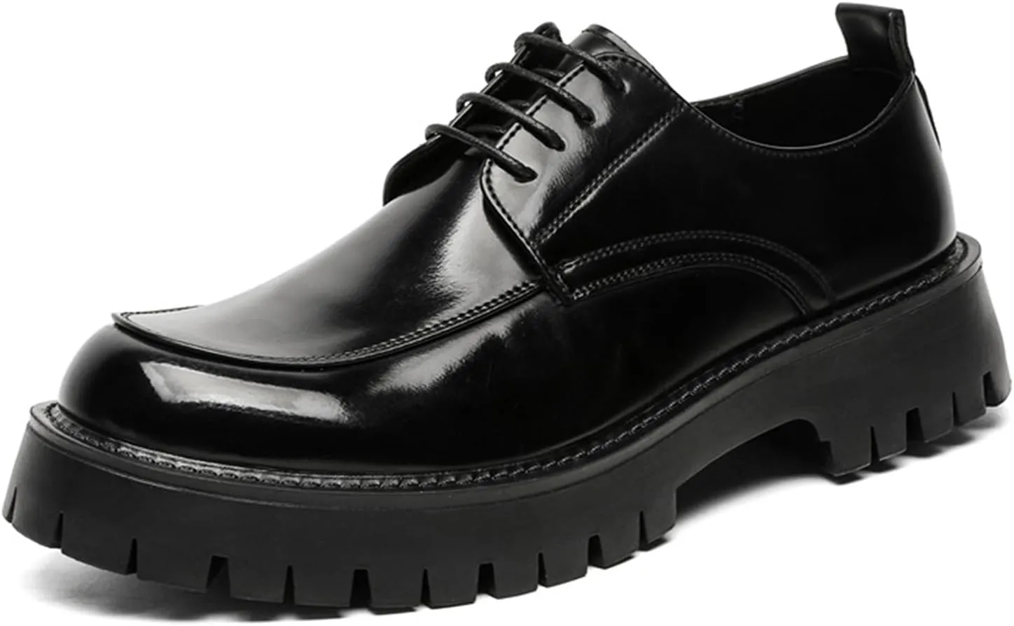 Men's Leather Platform Formal Derby Shoes Round Toe Lug Sole Lace Up Dress Shoes Casual Work Office Business Oxfords