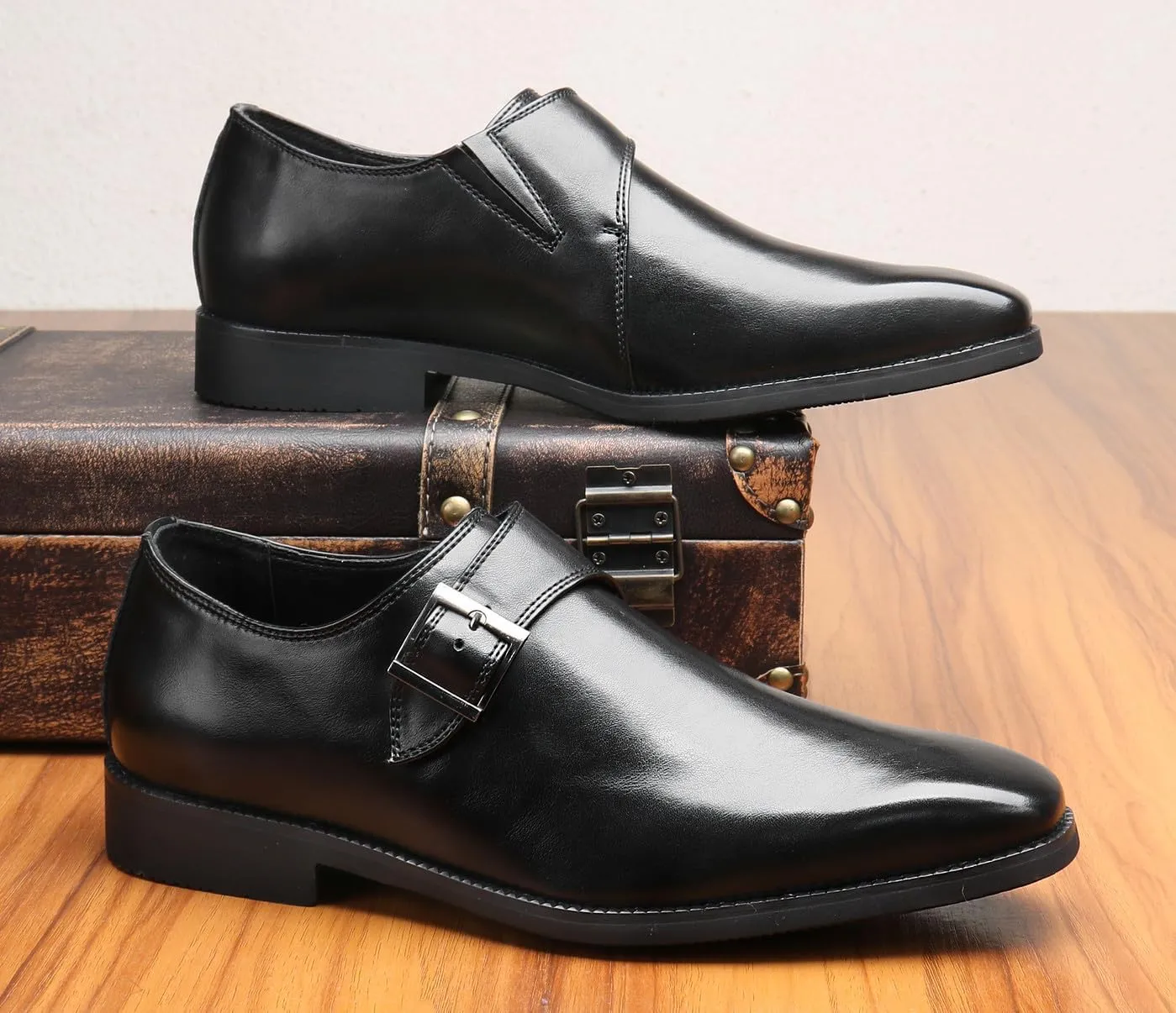 Men's Loafers Slip-Ons Formal Dress Buckle Leather Walking Shoes Casual Wedding Fashion Tuxedo Shoes for Men