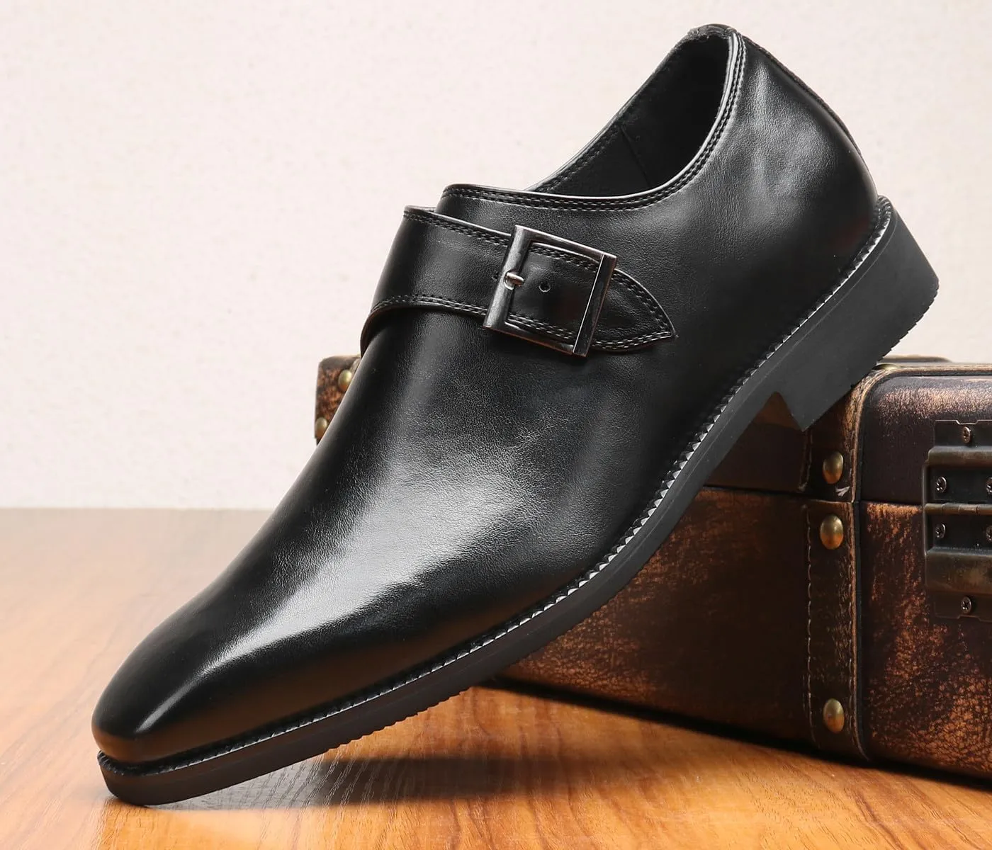 Men's Loafers Slip-Ons Formal Dress Buckle Leather Walking Shoes Casual Wedding Fashion Tuxedo Shoes for Men
