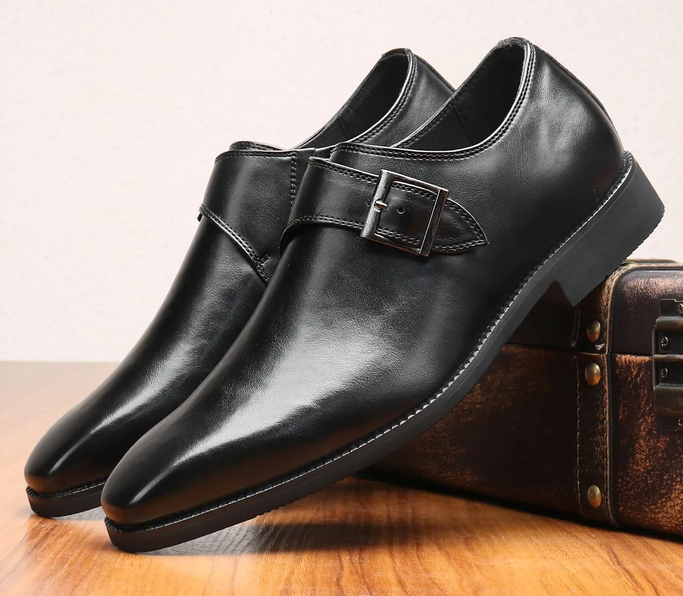 Men's Loafers Slip-Ons Formal Dress Buckle Leather Walking Shoes Casual Wedding Fashion Tuxedo Shoes for Men