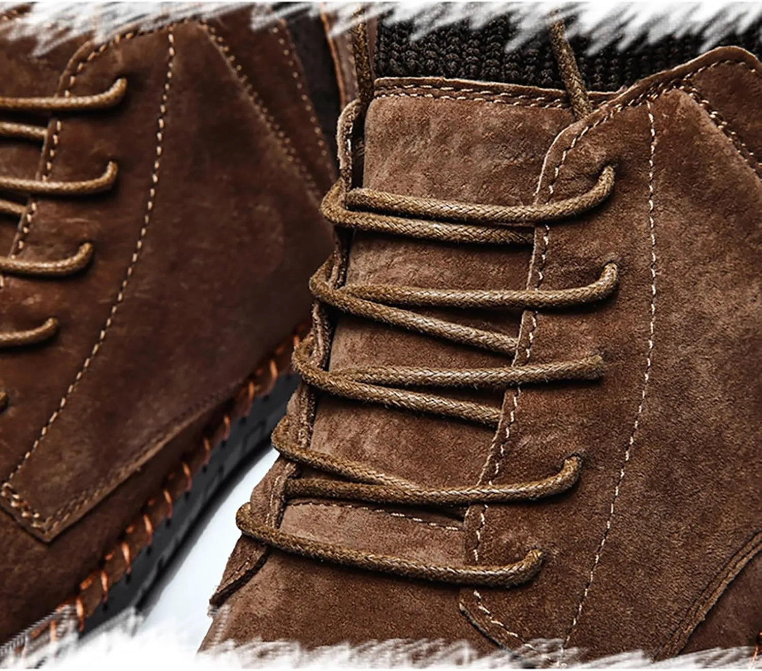 Mens Snow Boots Warm Fur Lined Winter Boots Lace Up Waterproof Non Slip Outdoor Lightweight Ankle Boots Hiking Shoes Work Trekking Boot