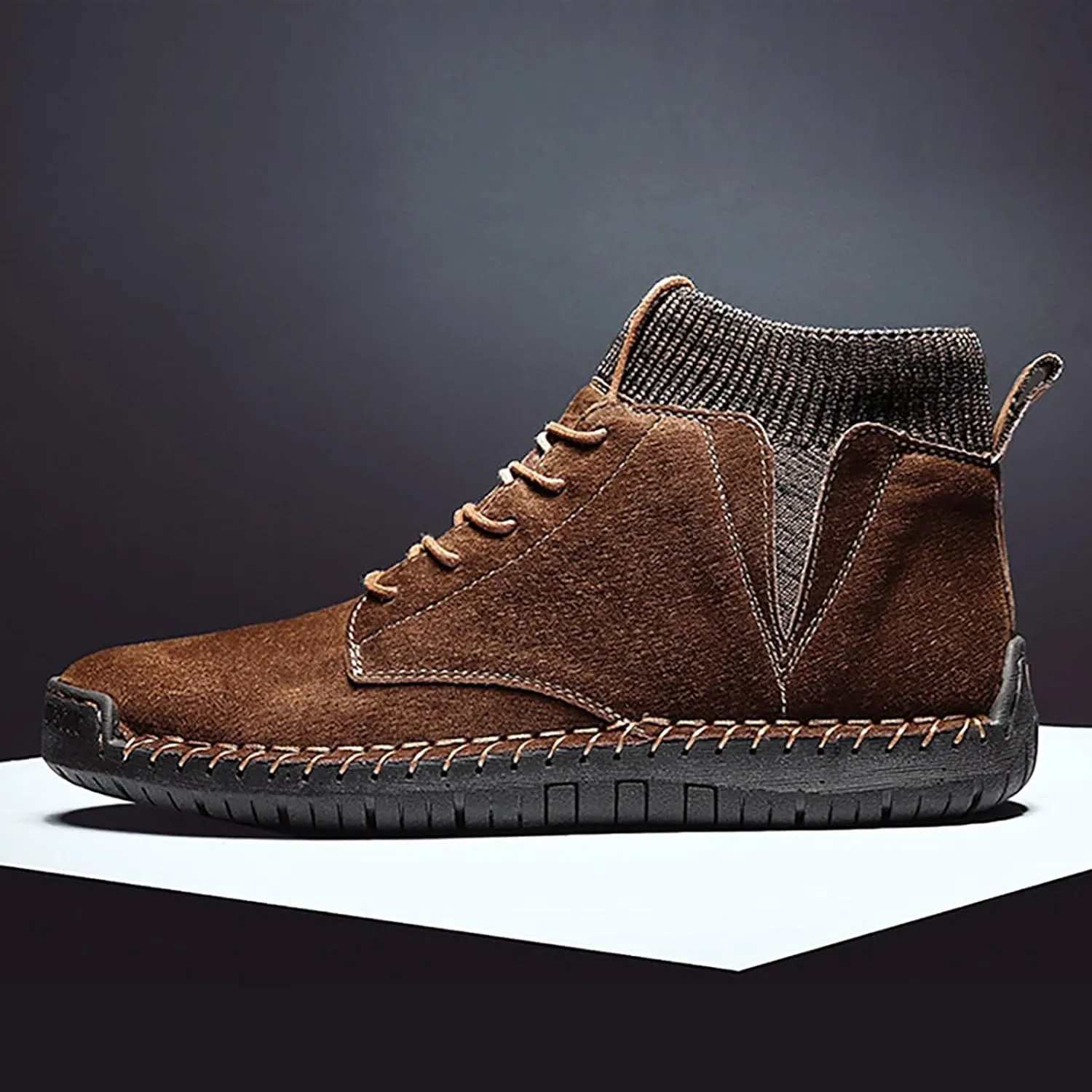 Mens Snow Boots Warm Fur Lined Winter Boots Lace Up Waterproof Non Slip Outdoor Lightweight Ankle Boots Hiking Shoes Work Trekking Boot
