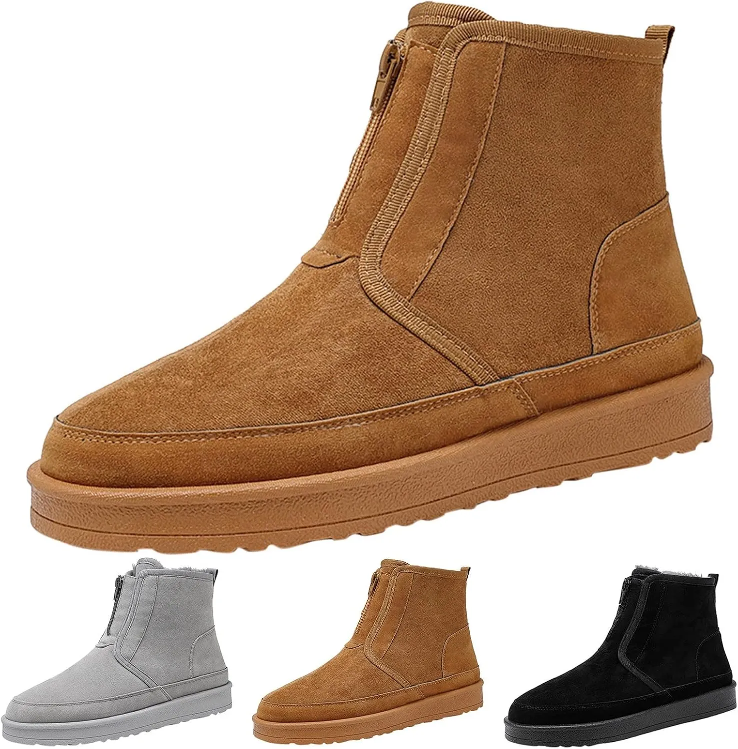 Men's Snow Boots Warm Furry Lined Footwear Waterproof Outdoor Casual Winter Boots Slip on Ankle Booties Non-Slip Climbing Shoes Hiking Boots
