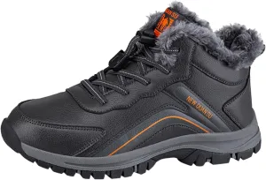 Men's Snow Boots Waterproof Furry Lined Warm Winter Boots Lace Up Sneakers Cold Weather Anti-Slip Ankle Boots Slip on Athletic Hiking Walking Shoes Sneakers