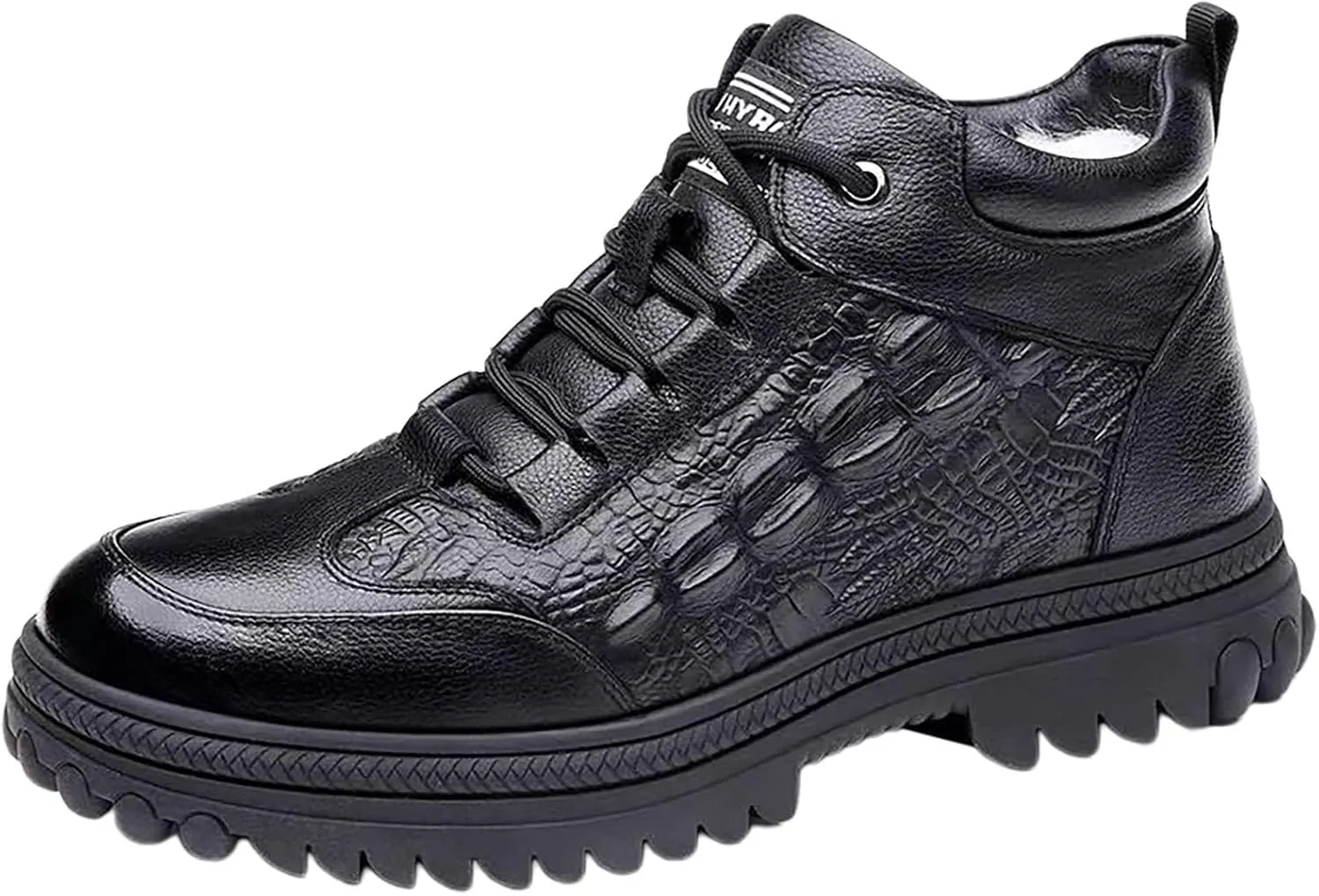 Mens Snow Boots Waterproof Warm Furry Lined Winter Boots Lace Up Cold Weather Anti-Slip Ankle Boots Comfortable Slip on Lightweight Hiking Shoes