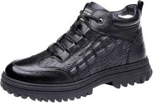 Mens Snow Boots Waterproof Warm Furry Lined Winter Boots Lace Up Cold Weather Anti-Slip Ankle Boots Comfortable Slip on Lightweight Hiking Shoes
